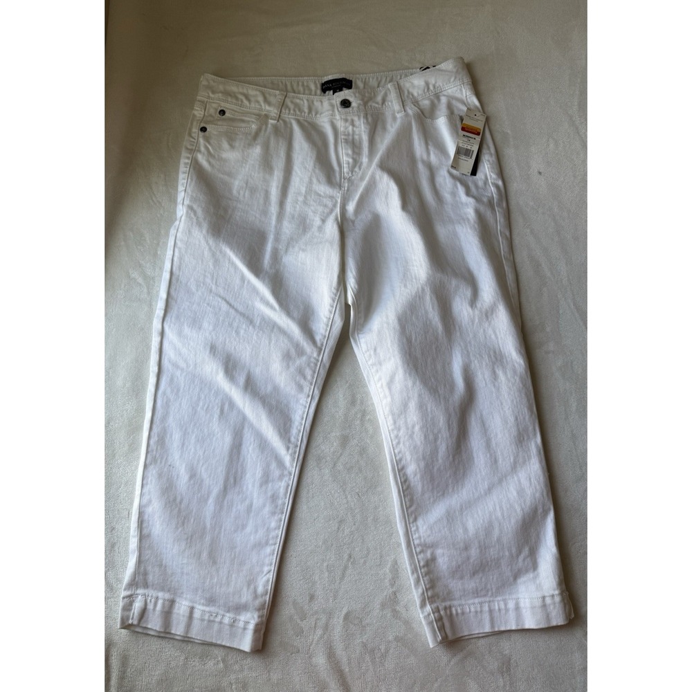 NWT Dana Buchman Pants Signature Women's White Cropped Capri Pants Size 14
